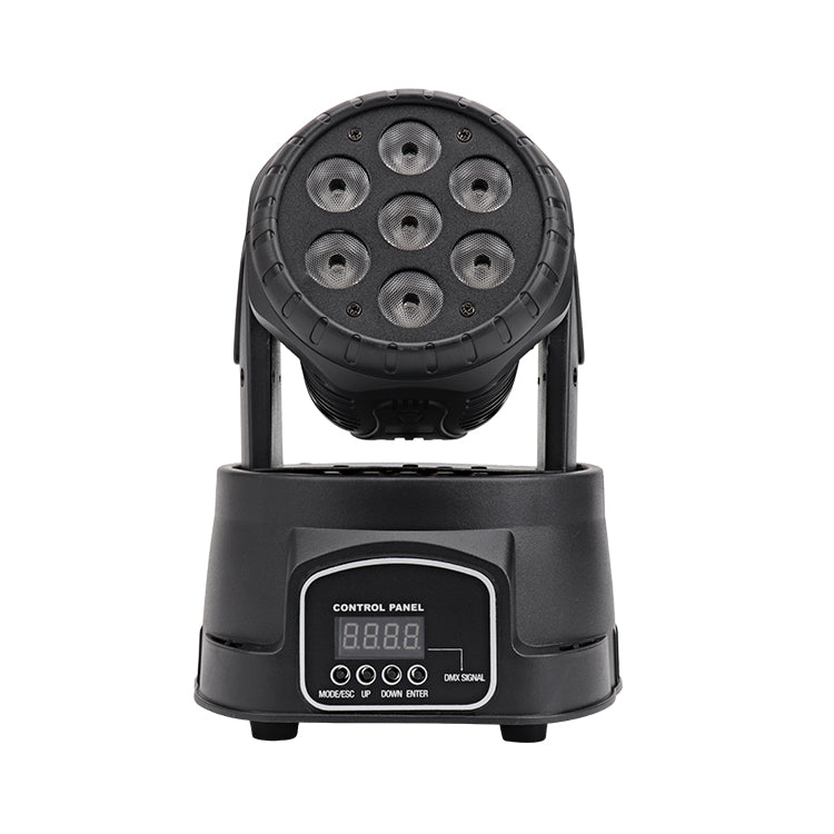 ضوء أمامي متحرك بـ 7 عيون RGBW | 80 واط، 4 في 1 LED، DMX512 – إضاءة المسرح والحانات