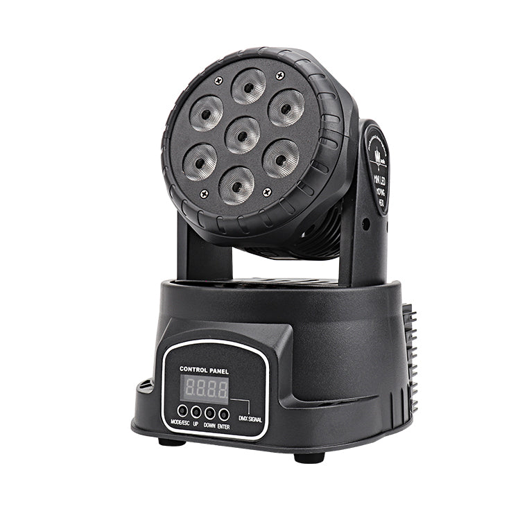 ضوء أمامي متحرك بـ 7 عيون RGBW | 80 واط، 4 في 1 LED، DMX512 – إضاءة المسرح والحانات