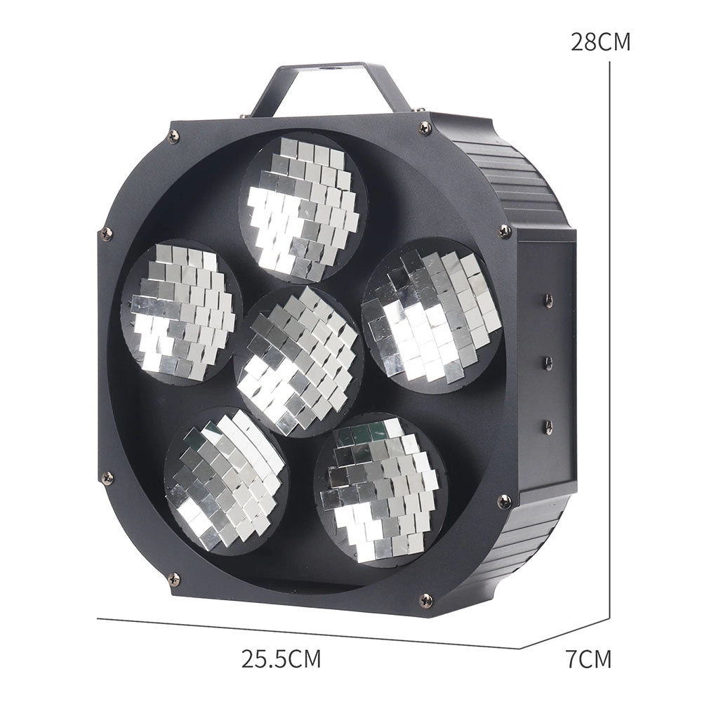 مصباح تأثير المرآة السحري سداسي العيون بتقنية LED | 80 واط، DMX512، تنشيط صوتي – إضاءة مسرح للمراقص والنوادي والحانات