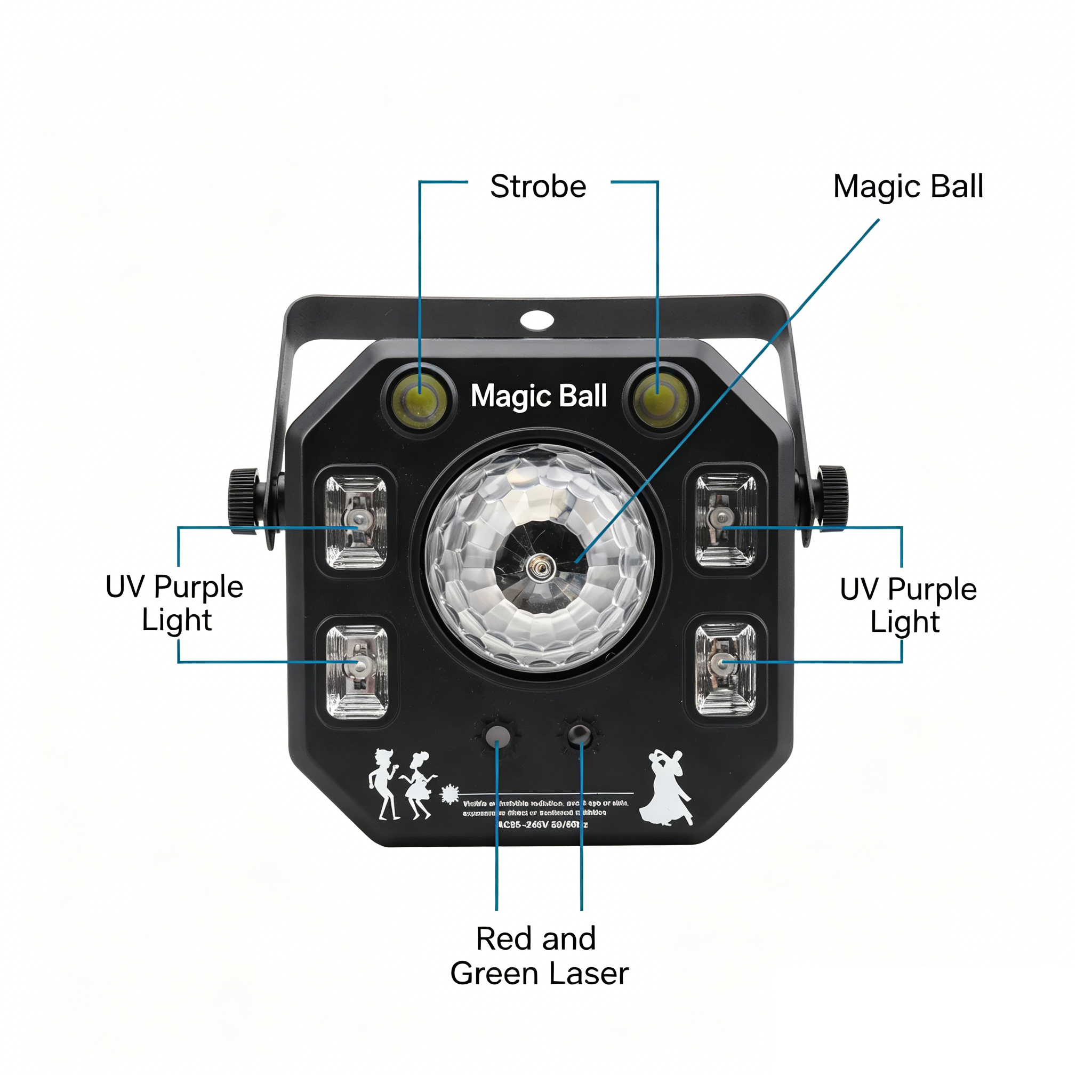 4-in-1 Laser Magic Ball Light | UV, Strobe, LED & Laser – Stage Effect Light
