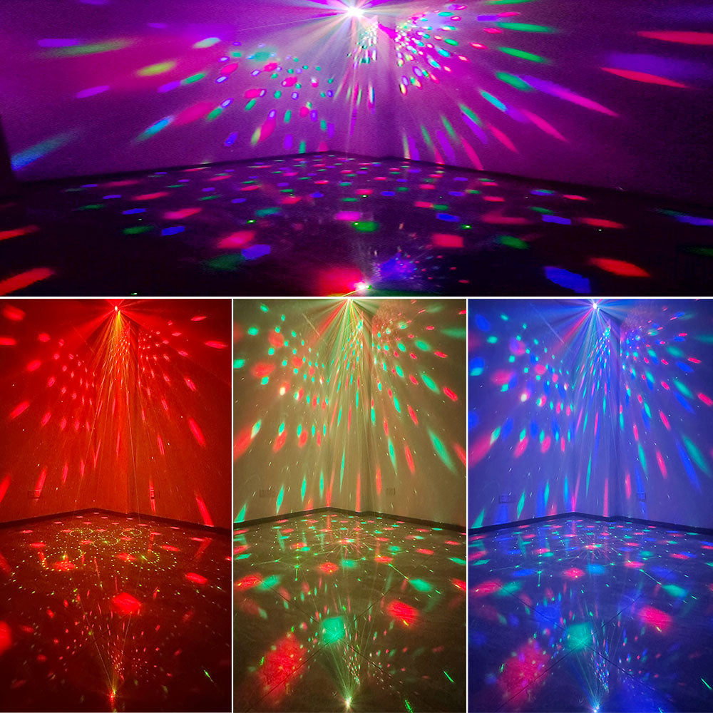 Square Magic Ball Laser Light Self-Propelled Voice Control Strobe Remote DC Power