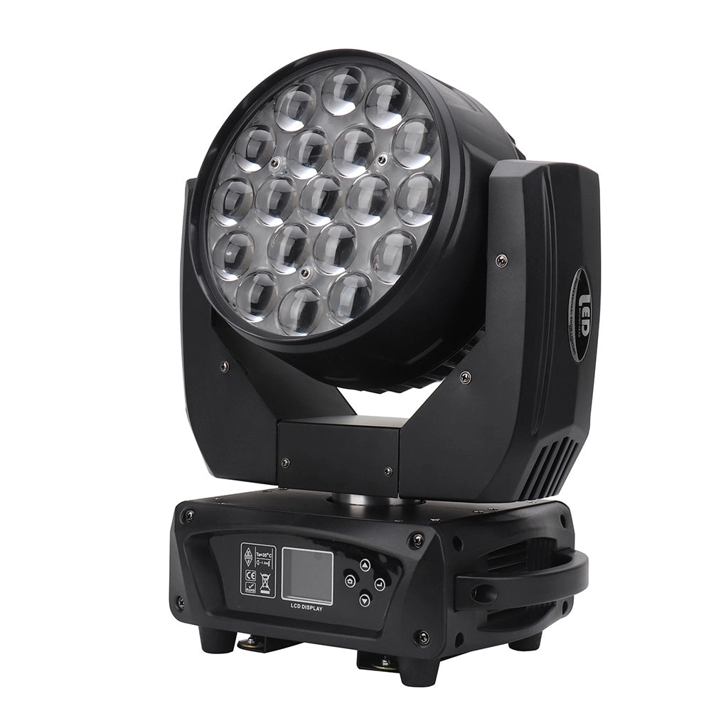 19×15W RGBW Zoom Wash Moving Head Light | 8°–58° Beam, 400W, 28CH DMX512 – Stage & DJ Lighting