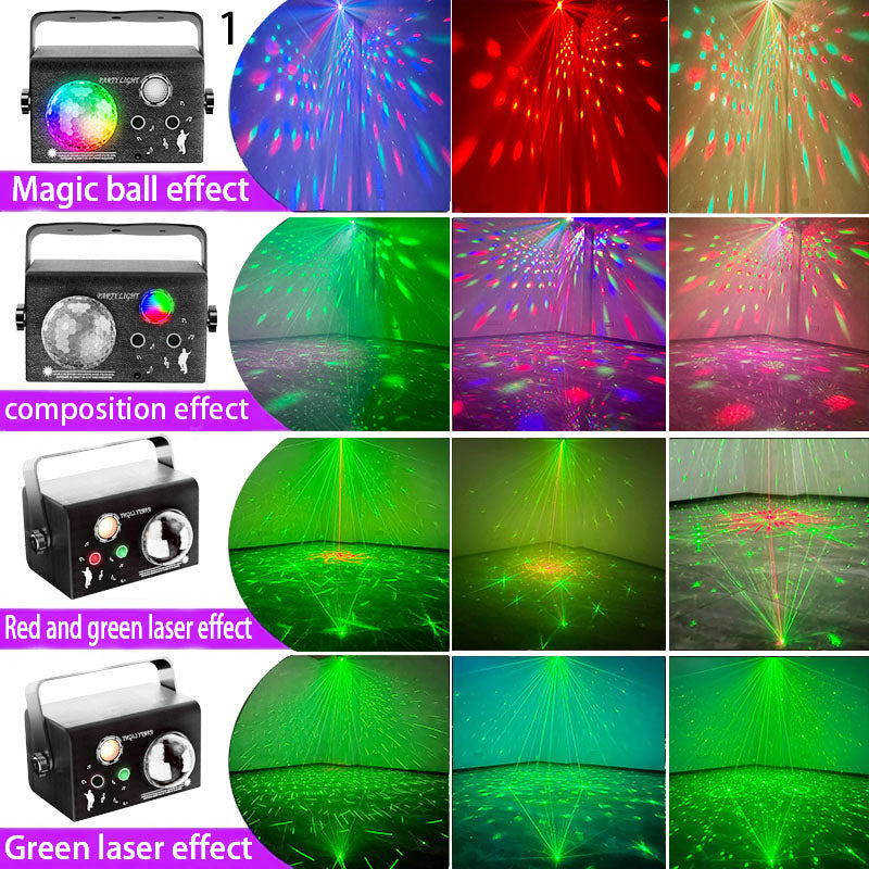 Square Magic Ball Laser Light Self-Propelled Voice Control Strobe Remote DC Power