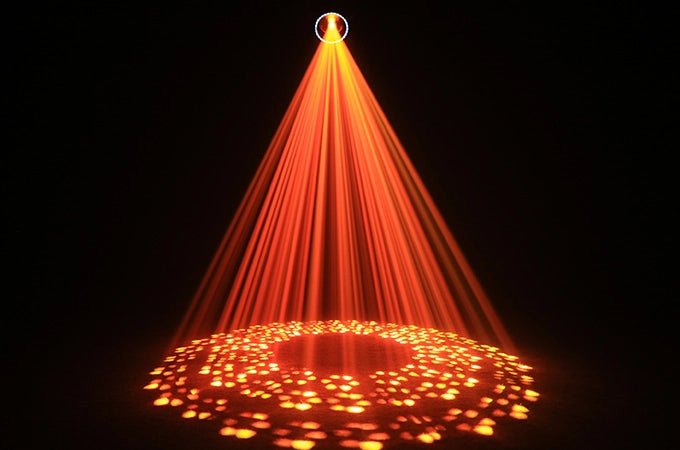 مصباح كشاف متحرك برأس LED بقوة 380 واط | إمالة 270 درجة/دوران 540 درجة، 17 قالبًا، 16 قناة DMX512 – مسرح احترافي