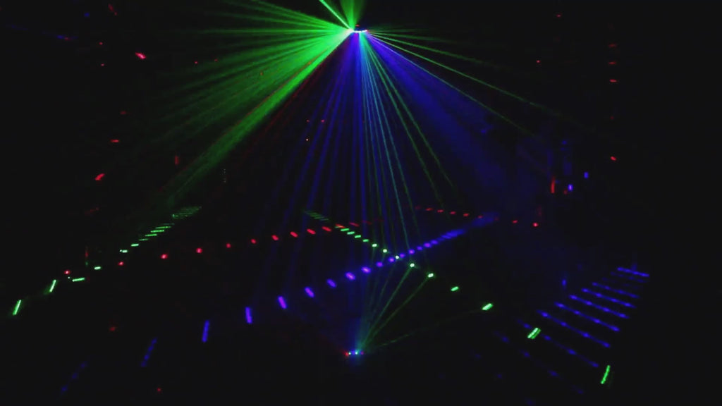جهاز إضاءة بالليزر لمسح سداسي العين | 7 ألوان RGB، DMX512 – إضاءة للمسارح والنوادي